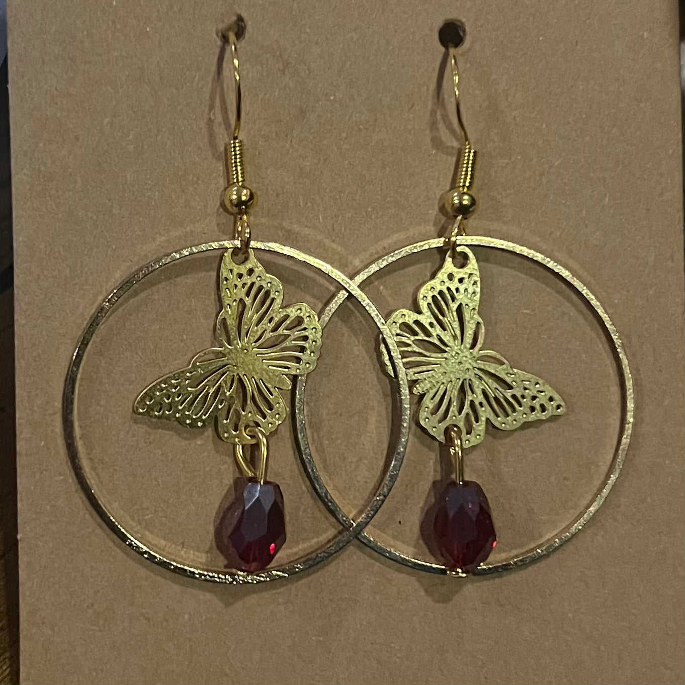 Crystal Hoop Butterfly Earrings