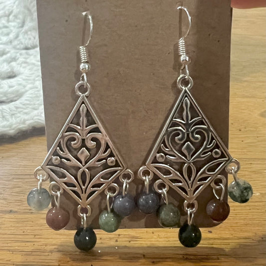 Silver Boho Crystal Earrings